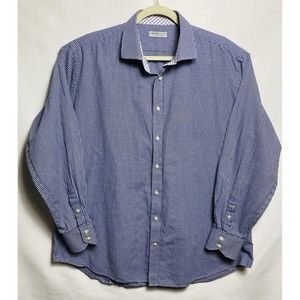 Jack Stone by Thomas Dean Shirt Mens XL Cotton blue Check Long Sleeve